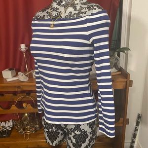 L’AGENCE Striped Half Shoulder Top